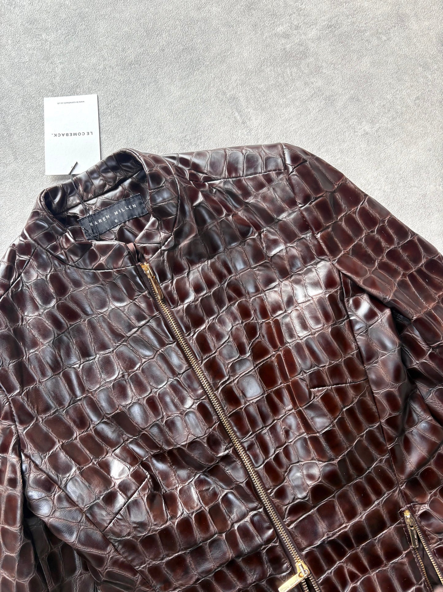 Chocolate Leather Croc Jacket