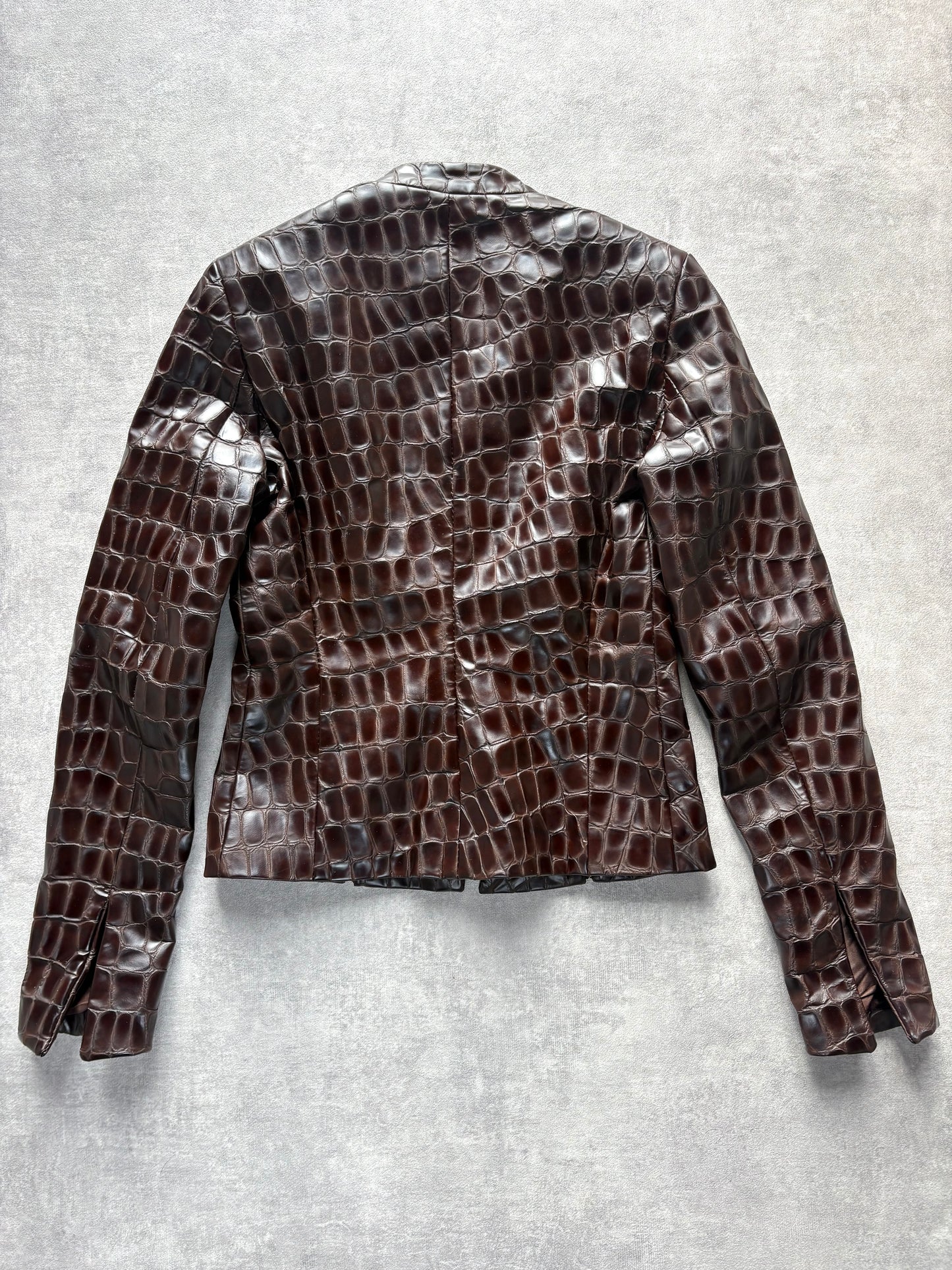 Chocolate Leather Croc Jacket