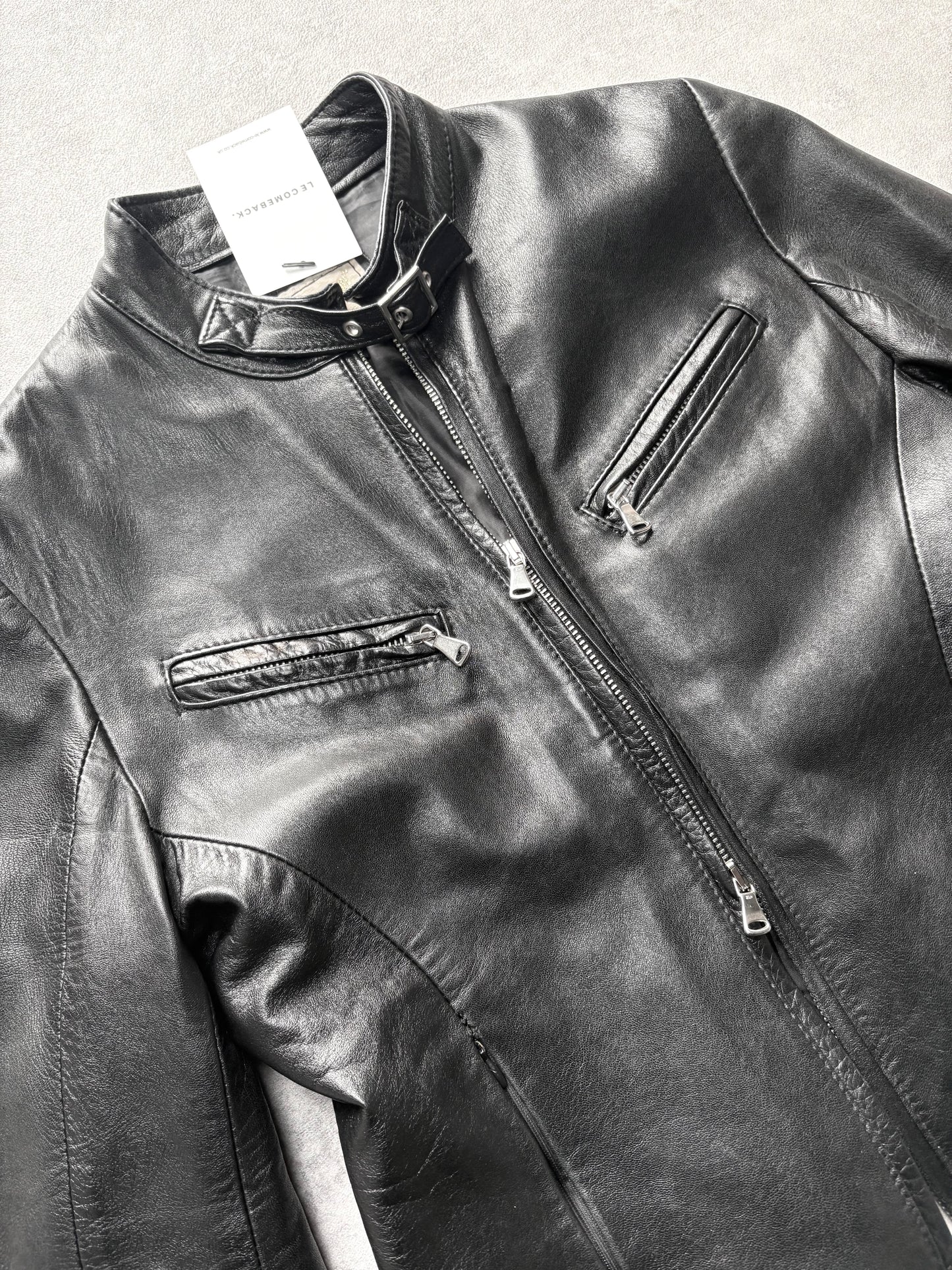 Buckle Leather Moto Jacket