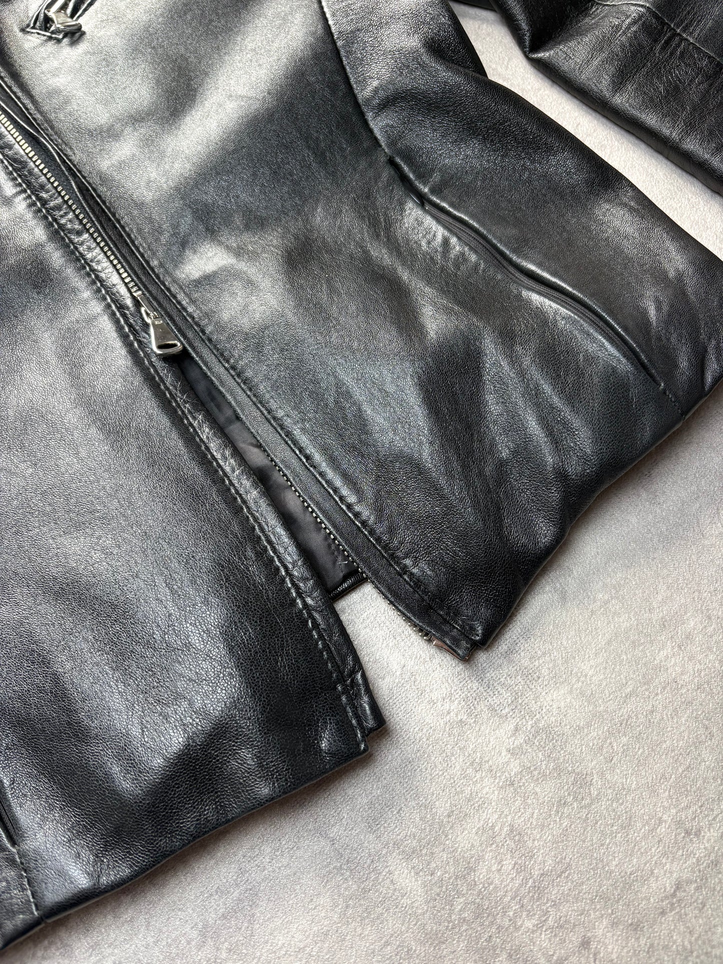 Buckle Leather Moto Jacket