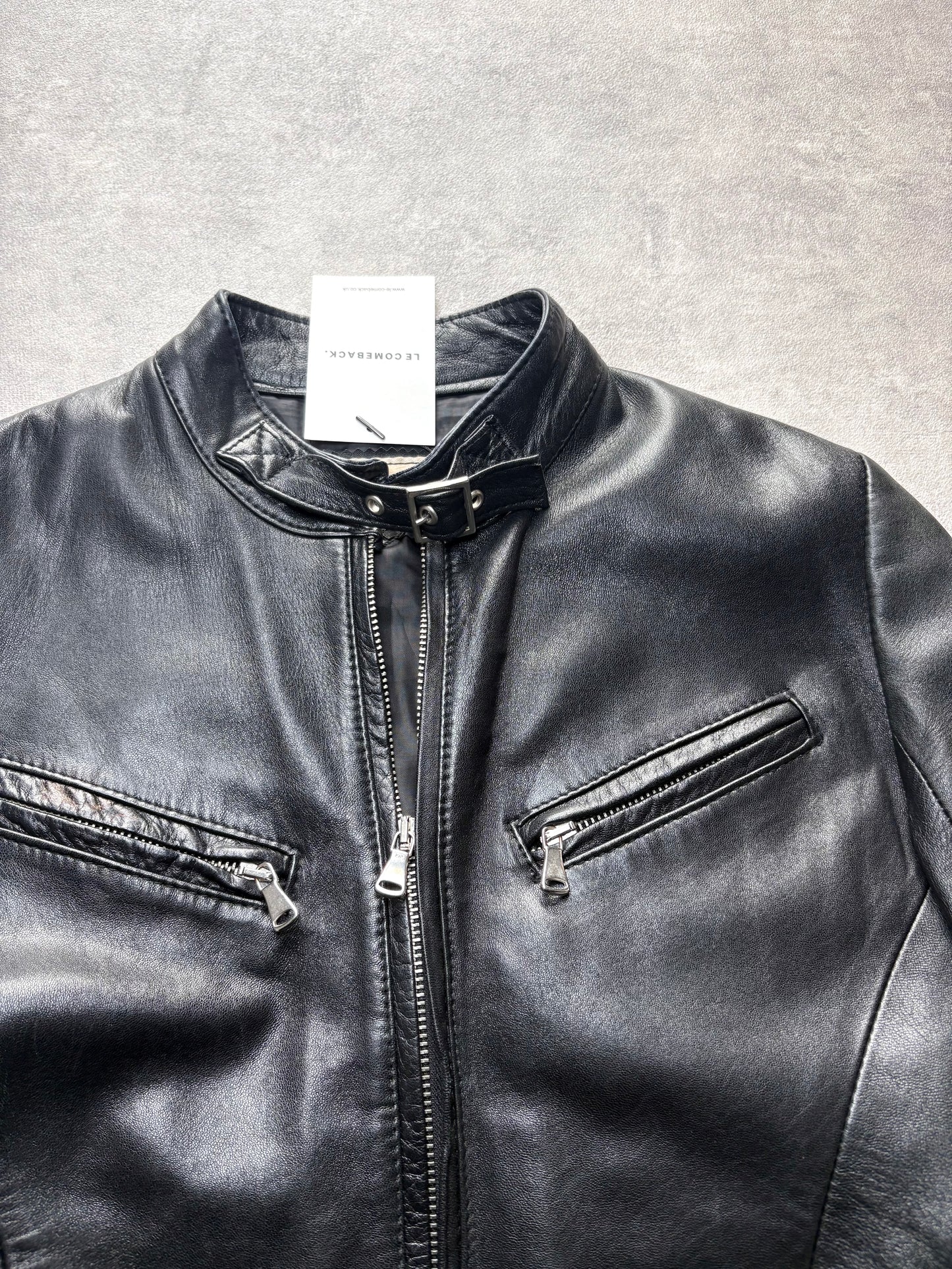 Buckle Leather Moto Jacket