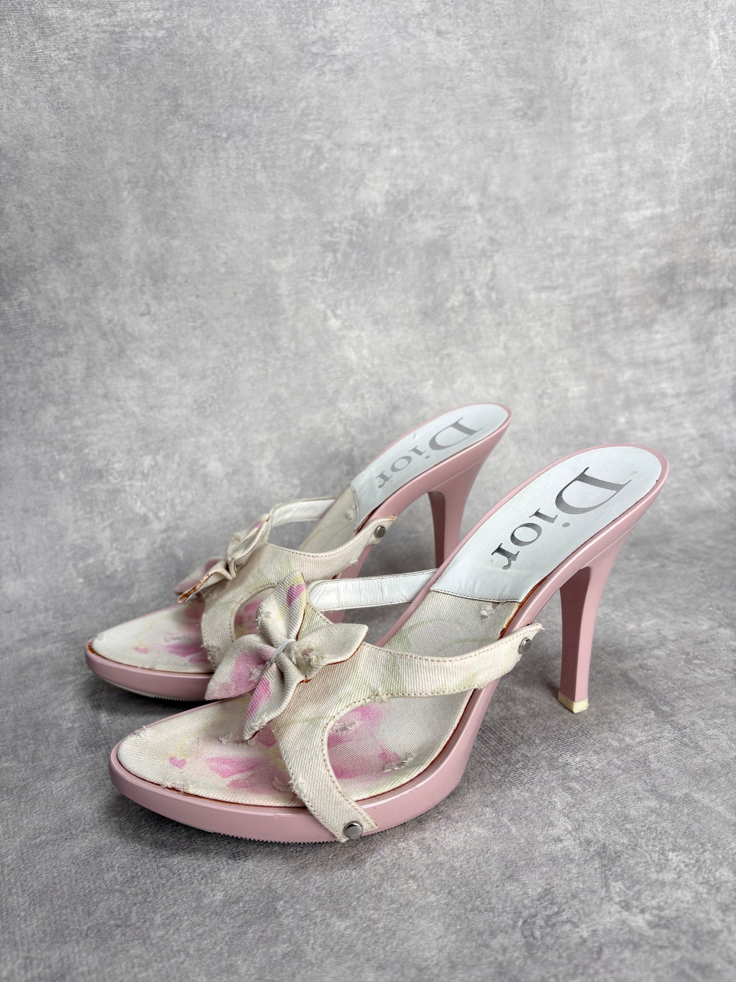 Dior Distressed Floral Mules