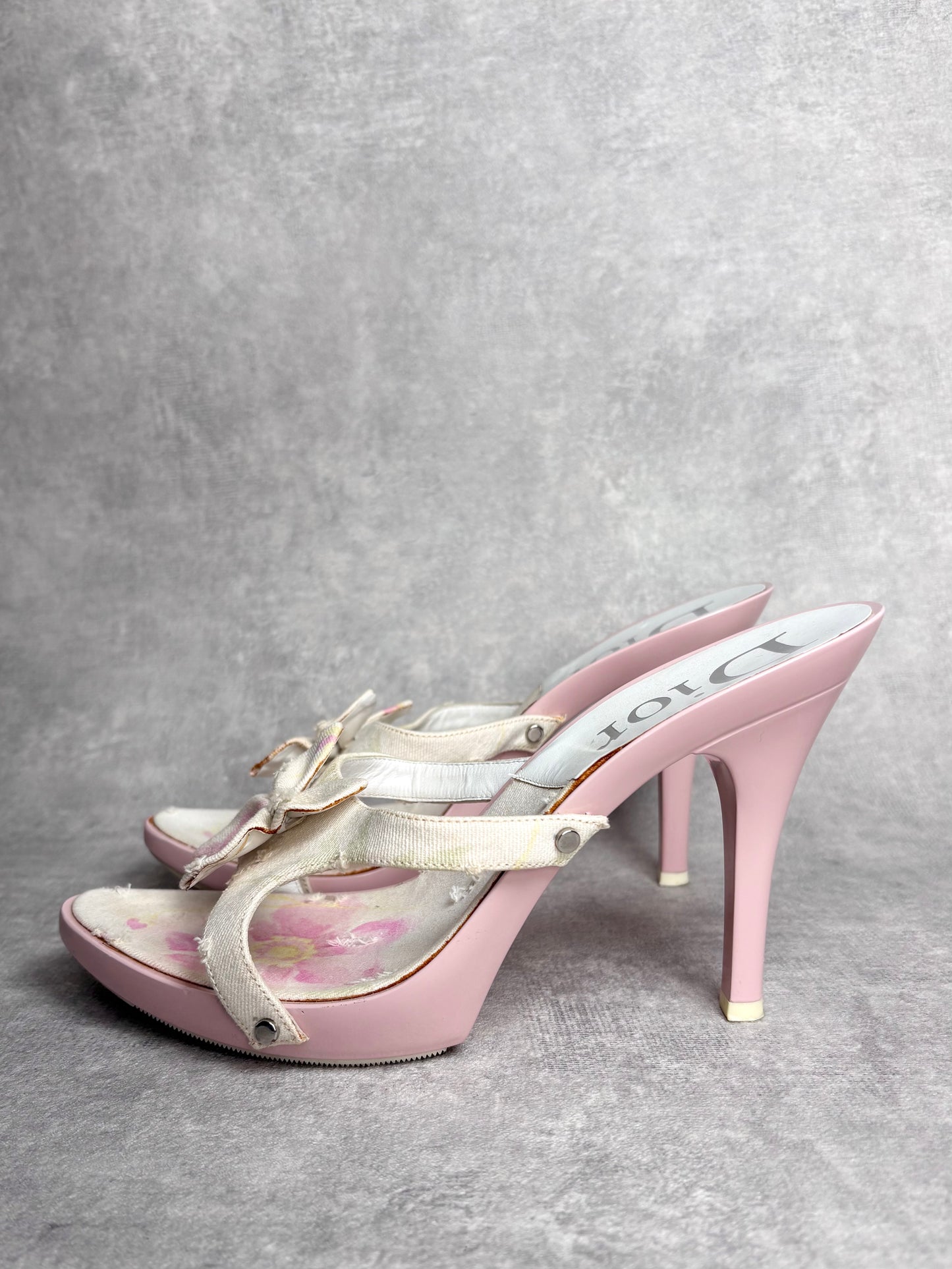 Dior Distressed Floral Mules