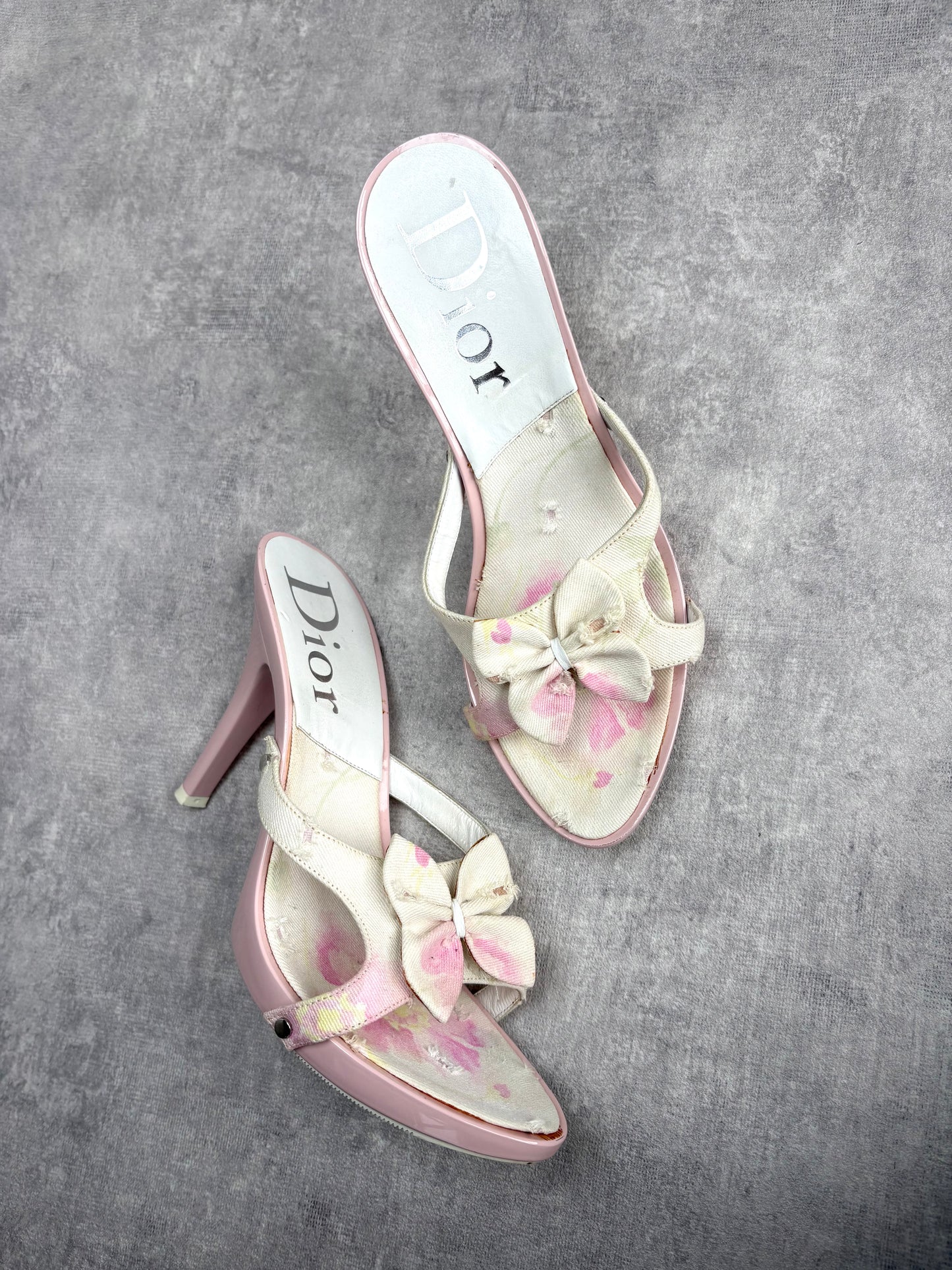Dior Distressed Floral Mules