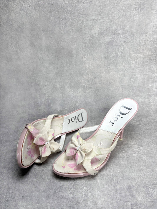 Dior Distressed Floral Mules