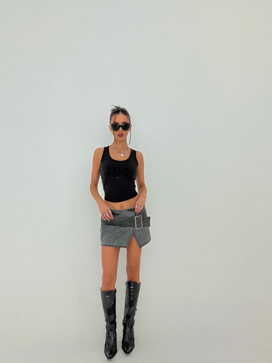Diesel Belted Grey Mini Skirt